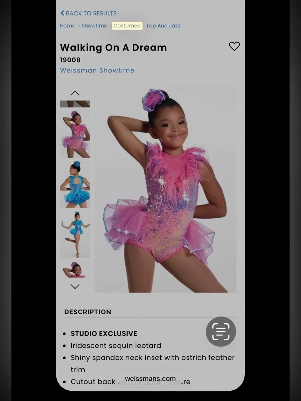 Weissman Pink Sequin Tutu Dance Costume with Feather Trim-Brand New